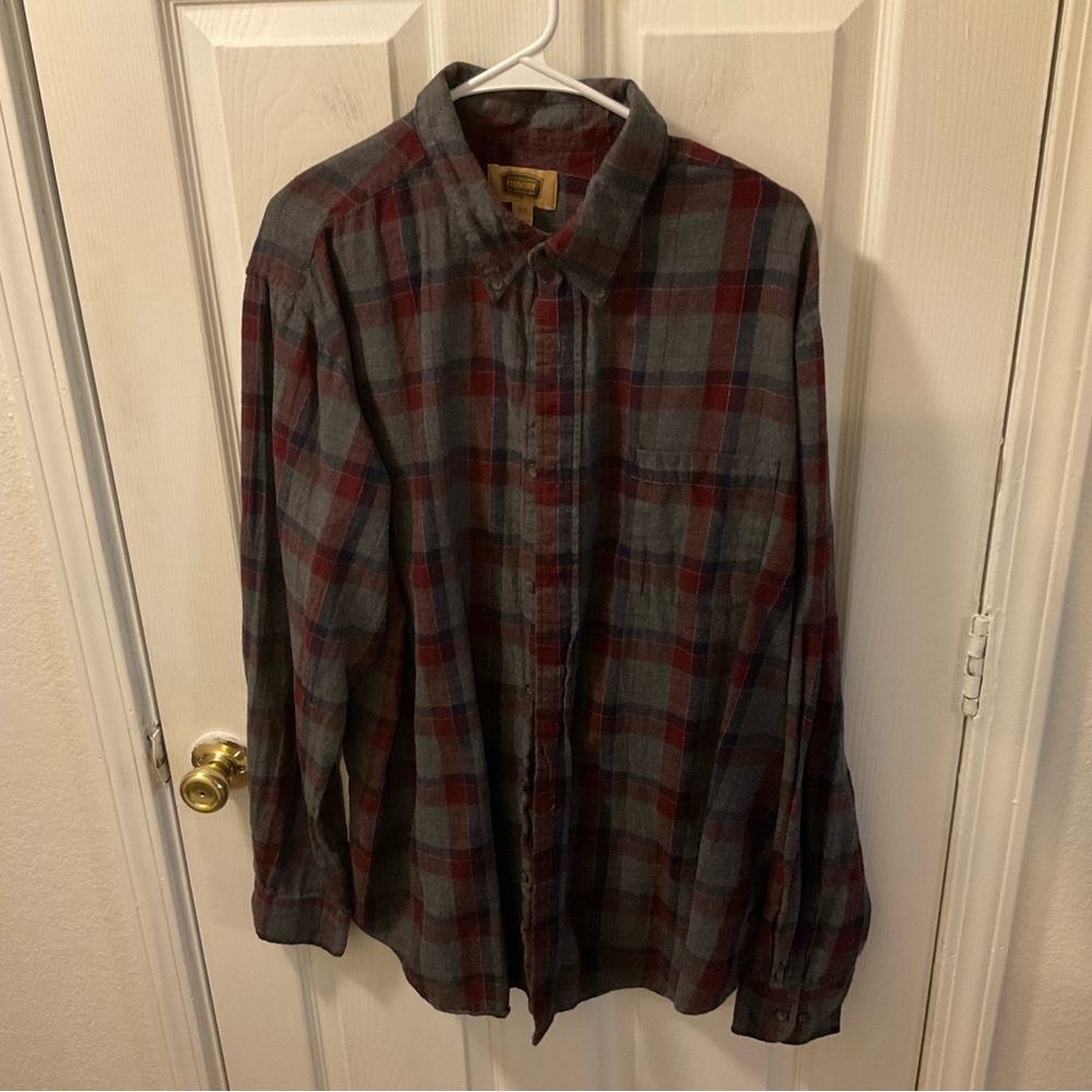 Men's Plaid Shirt - Red and Gray - Picture 1 of 7